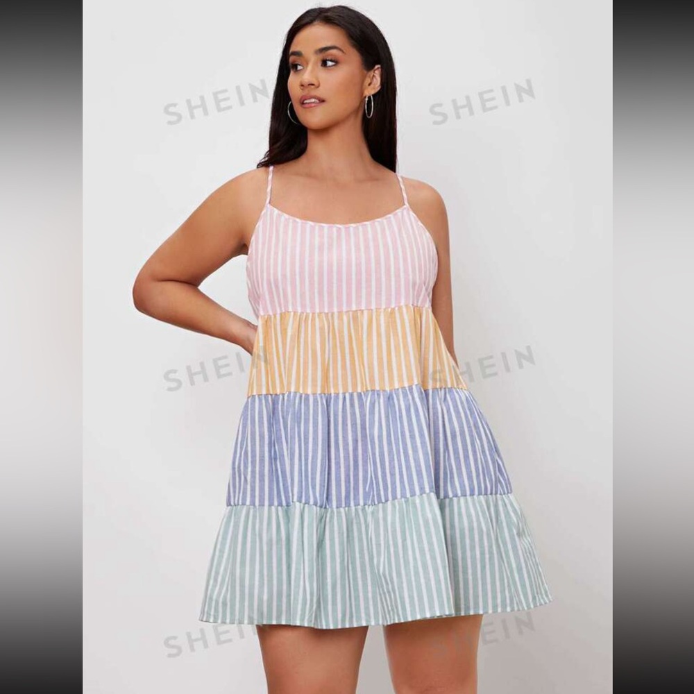 Color Block Striped Cami Dress